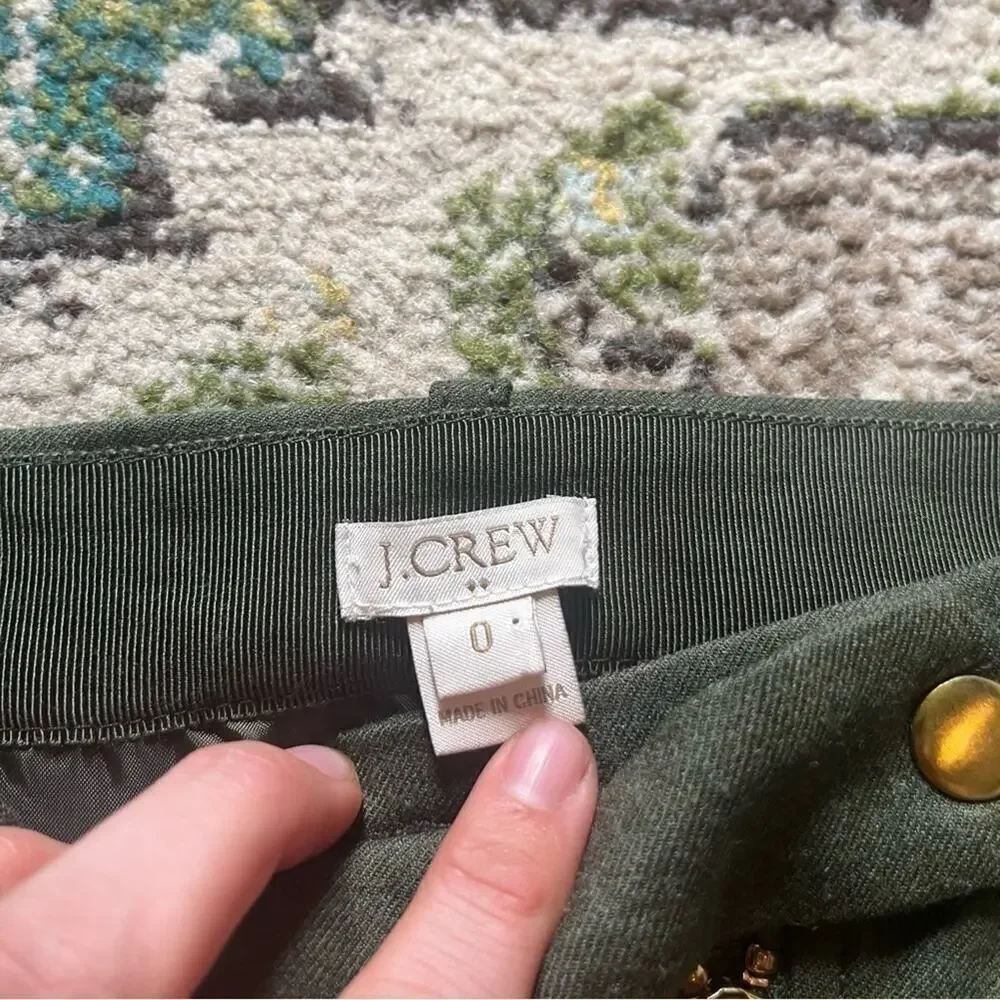 J. Crew olive green wool blend mini skirt